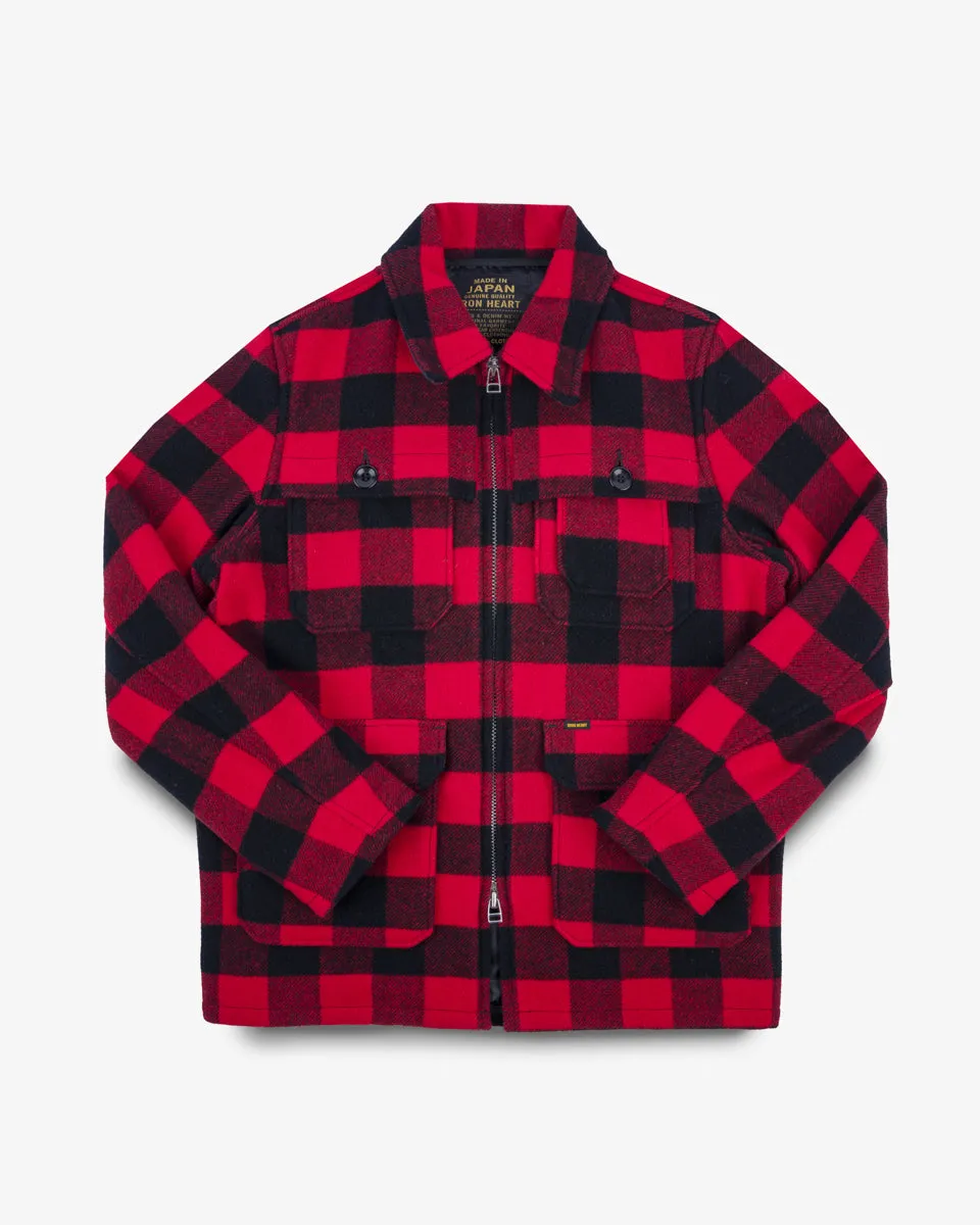 Wool Buffalo Check Hunting Jacket - Red