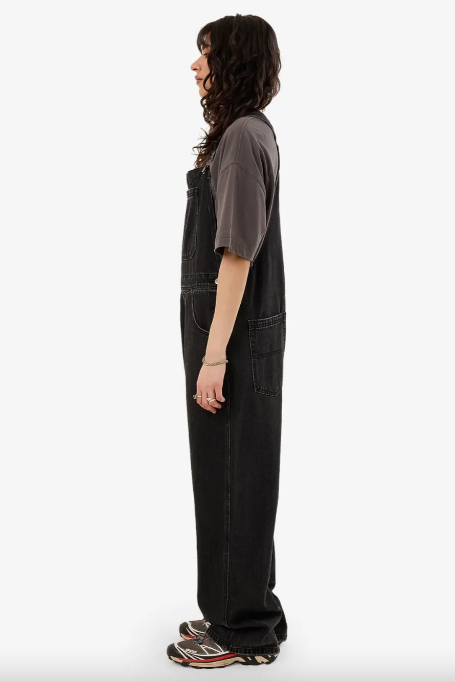 WORSHIP SUPPLIES NUCLEAR DENIM OVERALL - USED BLACK