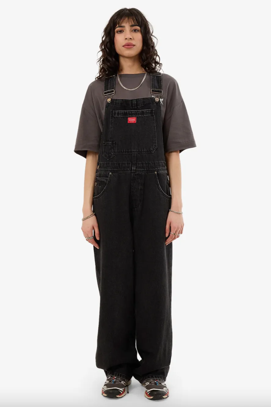 WORSHIP SUPPLIES NUCLEAR DENIM OVERALL - USED BLACK
