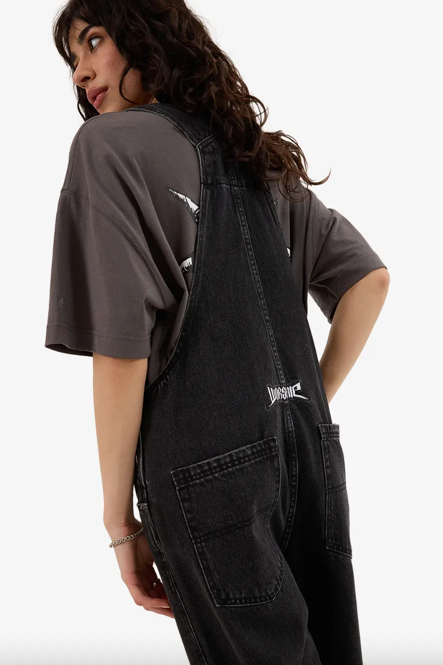 WORSHIP SUPPLIES NUCLEAR DENIM OVERALL - USED BLACK