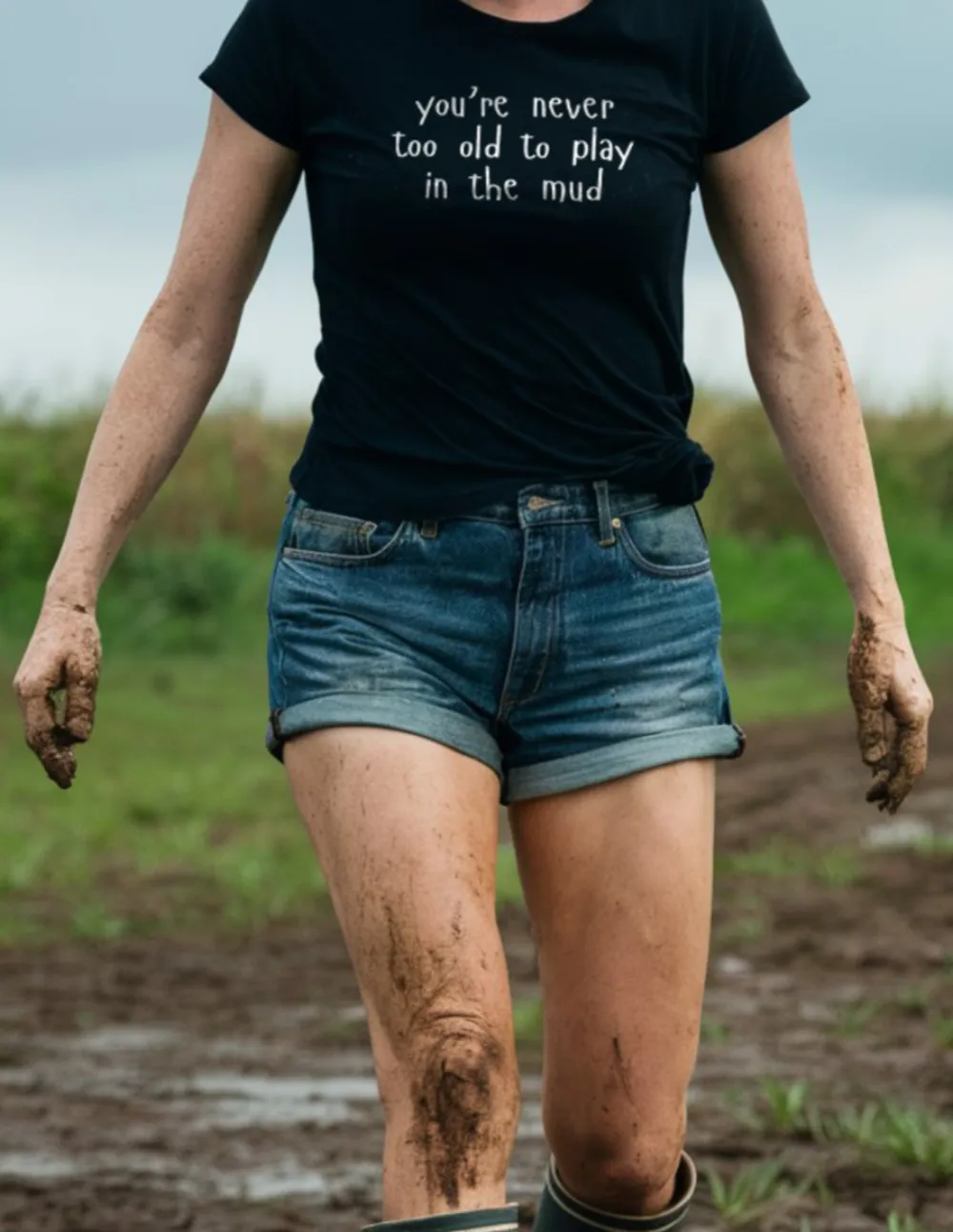 you're never too old to play in the mud - Classic Unisex Crewneck T-Shirt